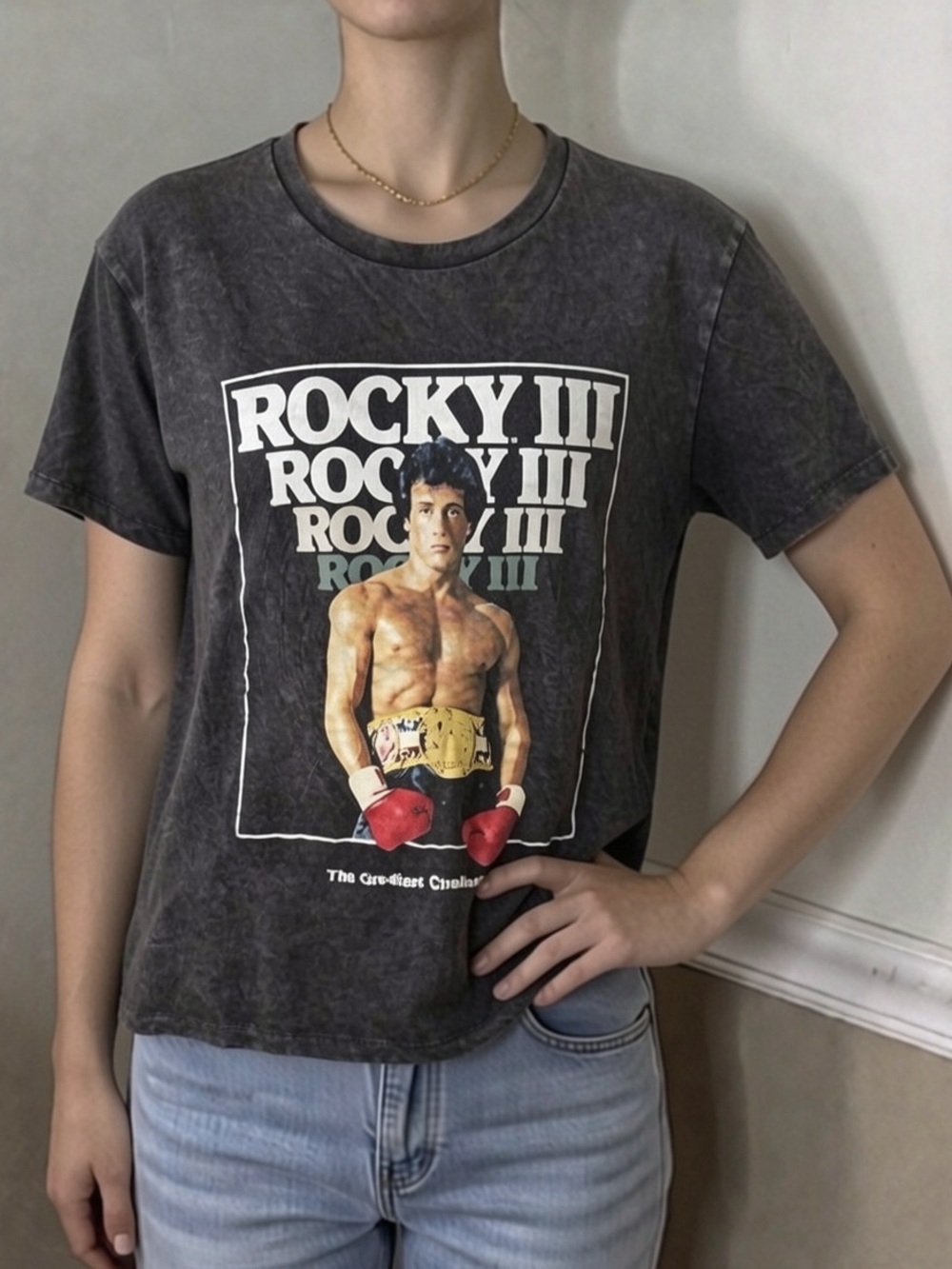🤎 5 for $20! Vintage-Inspired Rocky III Graphic Tee - Charcoal